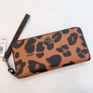 [小鄉衣櫃]過季展示品-CC865-COACH豹紋印花拉鍊長夾【美國outlet正品】