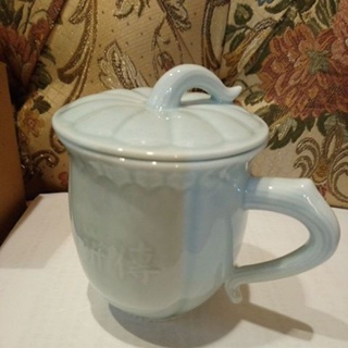 青瓷 馬克杯 造型馬克杯 有蓋 水杯 荷花馬克杯 咖啡杯