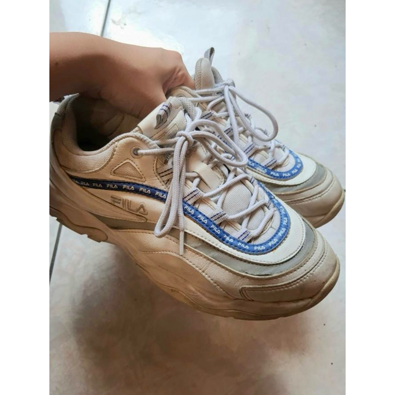 二手🌈FILA跑步鞋25cm藍款25號 厚款寬楦 高底 fila女鞋運動鞋