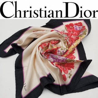 二手真品 Christian Dior 絲巾 精品絲巾 女用絲巾 氣質絲巾 100%絲 65*65 義大利製 白699