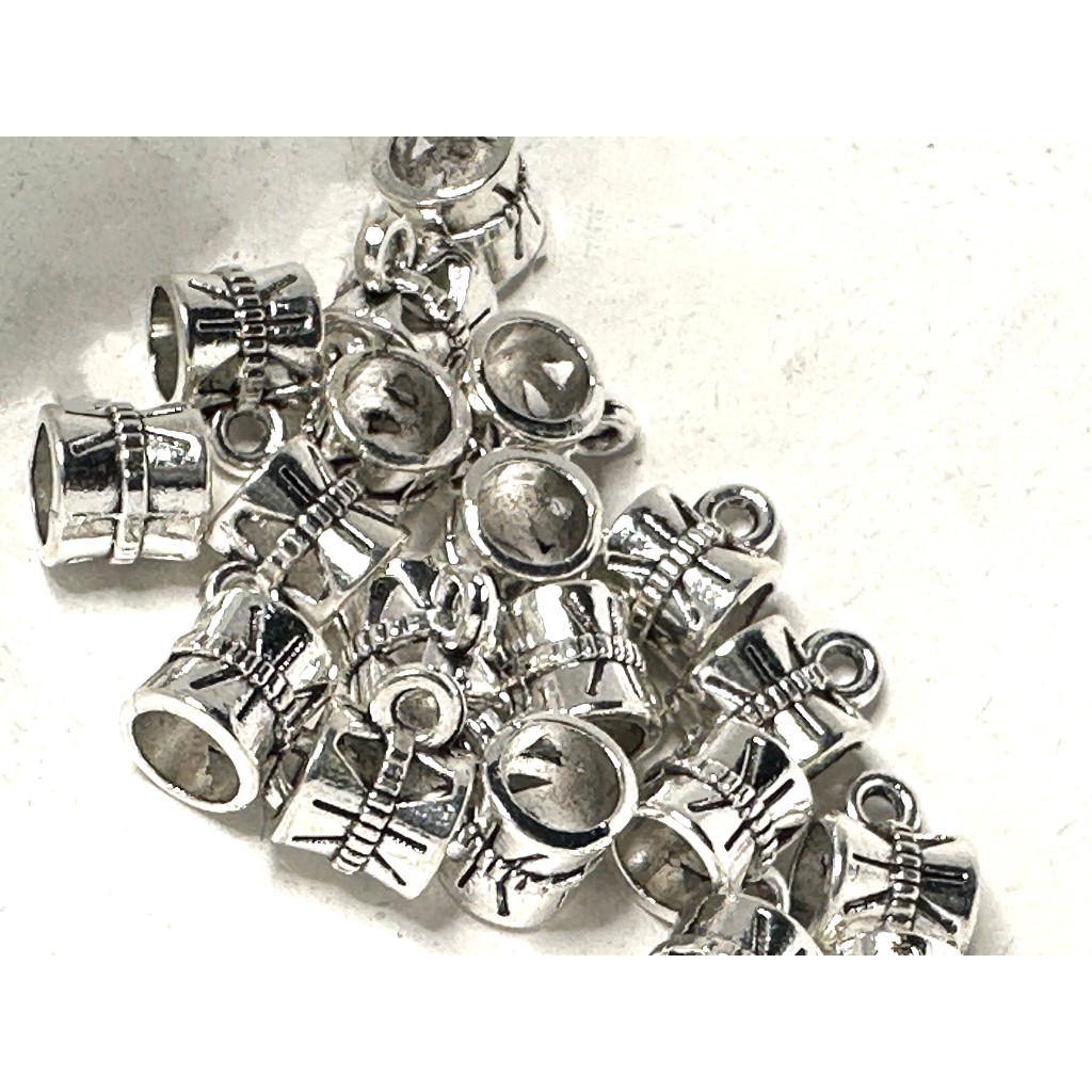 藏銀飾品 含吊墜頭管珠 隔珠，約6*7mm單顆