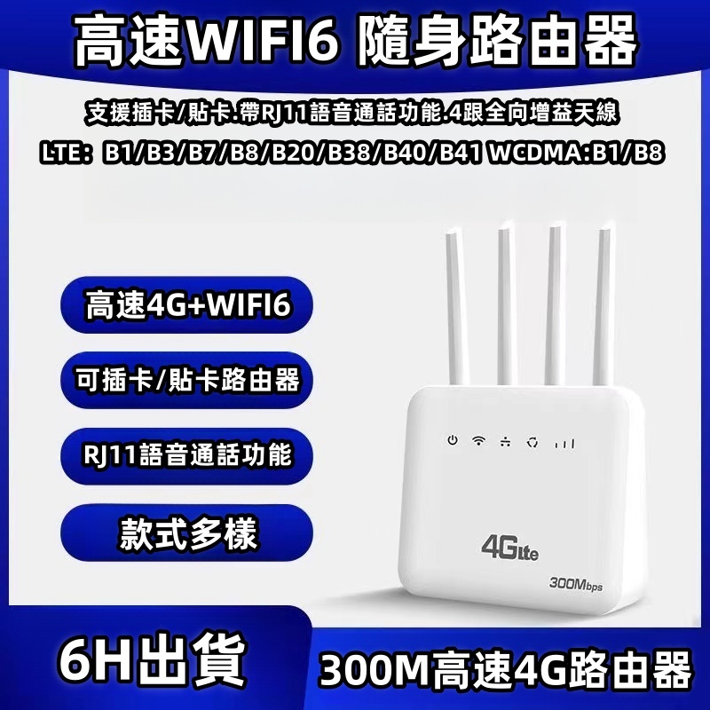 6H出货 4G插SIM卡路由器 有線無線兩用 可接電話機 4g 路由器 300M高速 分享器 支援台灣全頻段 熱點