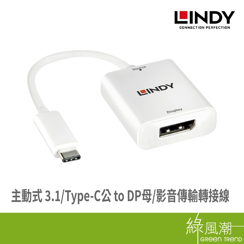 LINDY 林帝 主動式 3.1 Type-C公 to DisplayPort 母 轉換器 轉換線 4K 60Hz