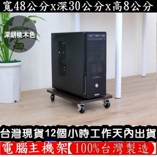 美佳居-含稅-三色可選 附輪旋轉電腦架【臺灣製造】載重型-移動式電腦主機架-附四個有剎車功能工業用輪子-TW3048