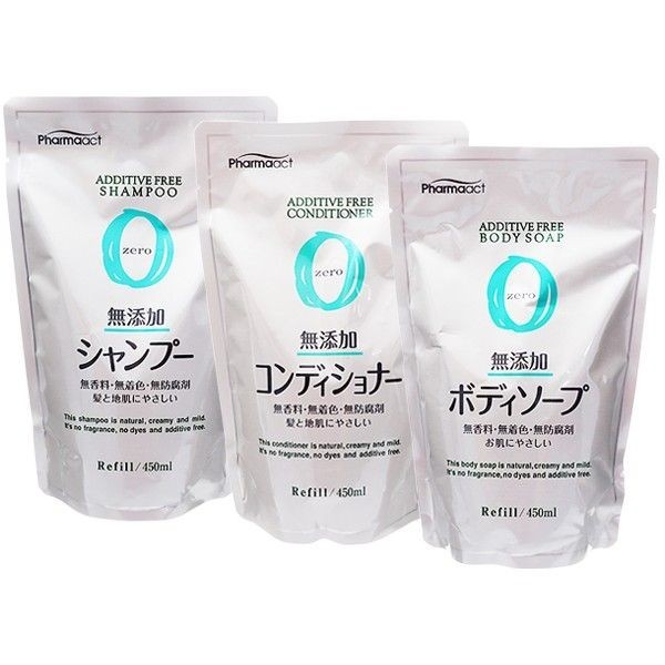 【日系報馬仔】日本熊野 PharmaACT無添加 洗髮精 / 潤髮乳 / 沐浴乳 (補充包)450ml D007178