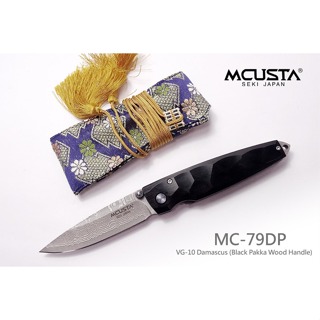 【angel 精品館 】日奔MCUSTA 黑色合成木柄折刀(VG-10 Damascus) 附西陣織刀套 79DP