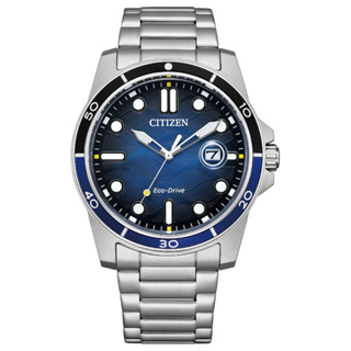 CITIZEN 星辰時尚光動能水波紋手錶-藍面 AW1810-85L