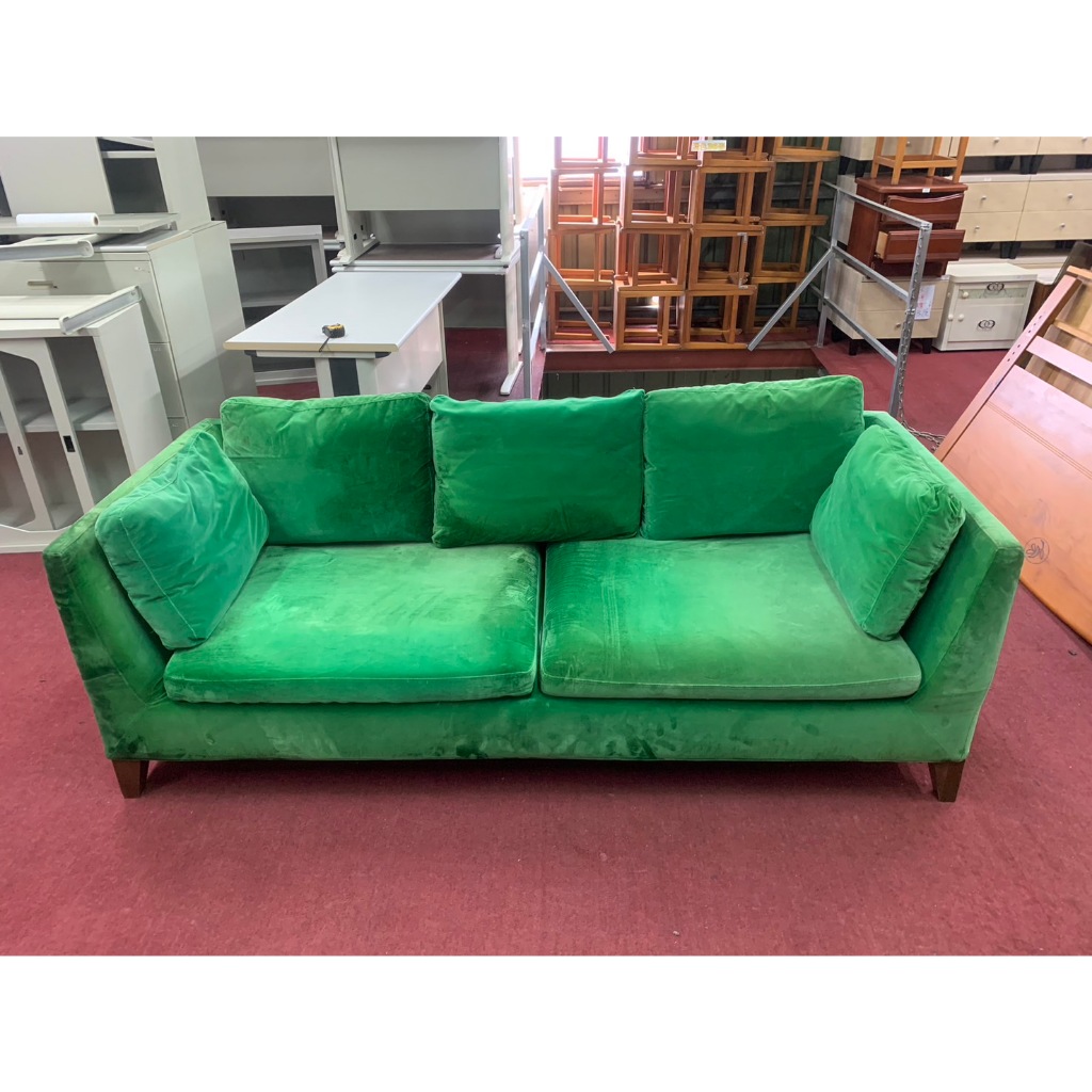 非凡二手家具【全館自取價】絨布面綠色雙人座沙發*客廳沙發*組合沙發*會客沙發