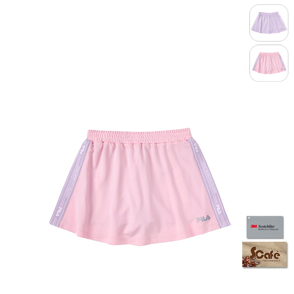 【FILA】KIDS 女童款 吸濕排汗 運動針織短裙-粉色 5SKX-4327-PK