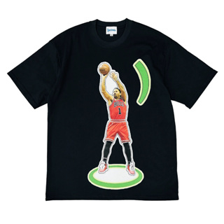 FLOWER原創 NBA球星 羅斯 球星投籃條 情侶 短袖T恤 黑白短袖