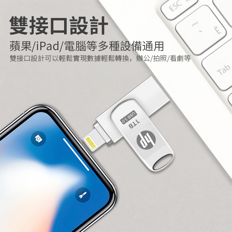 新款蘋果多功能隨身碟3.0 IOS iphone 手機隨身碟 1TB/2TB大容量 USB電腦ipad擴大儲存 行動硬碟