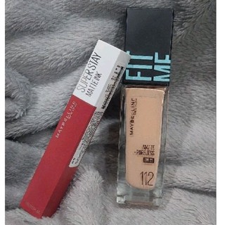 MAYBELLINE 媚比琳 FIT ME反孔特霧粉底液112＆【全新】超持久霧感液態唇膏175號