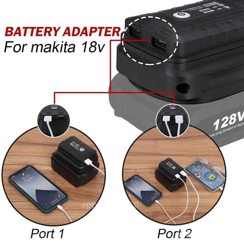 台灣出貨 電池適配器 LED燈手電筒 USB手機充電器適用於牧田/HongSong/BoDa/FoGo 18V