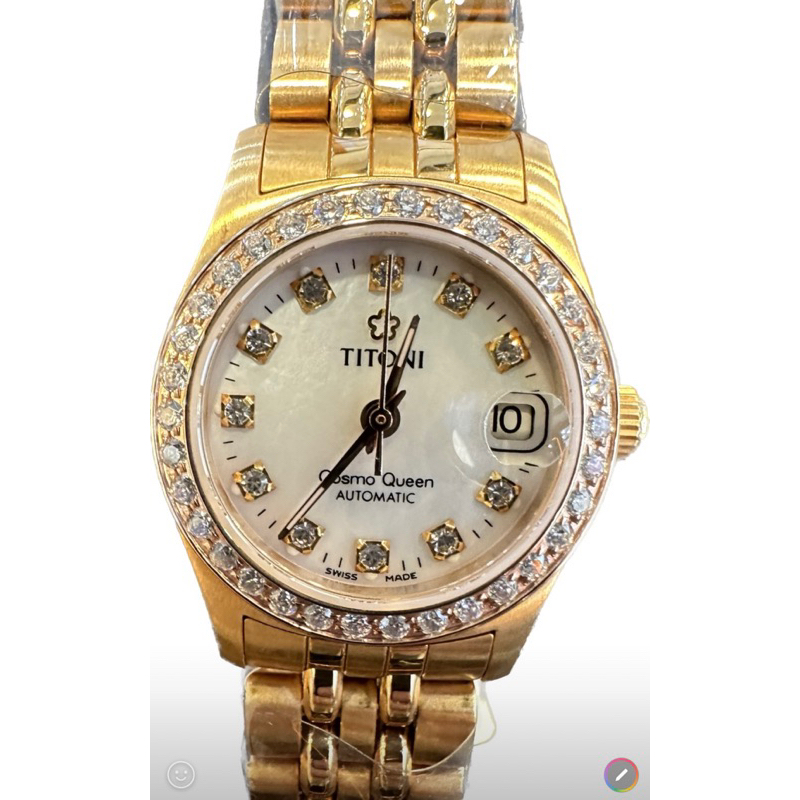 TITONI 梅花錶 女 玫瑰金色鑲鑽自動機械腕錶 726RG-DB-206