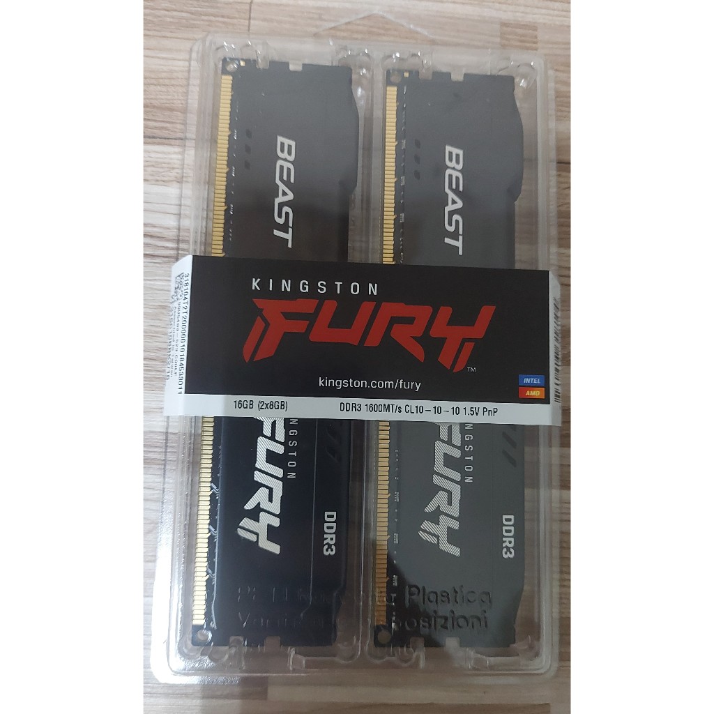 【全新未拆封】，金士頓 FURY BEAST DDR3 1600  16GB（8GB＊2）