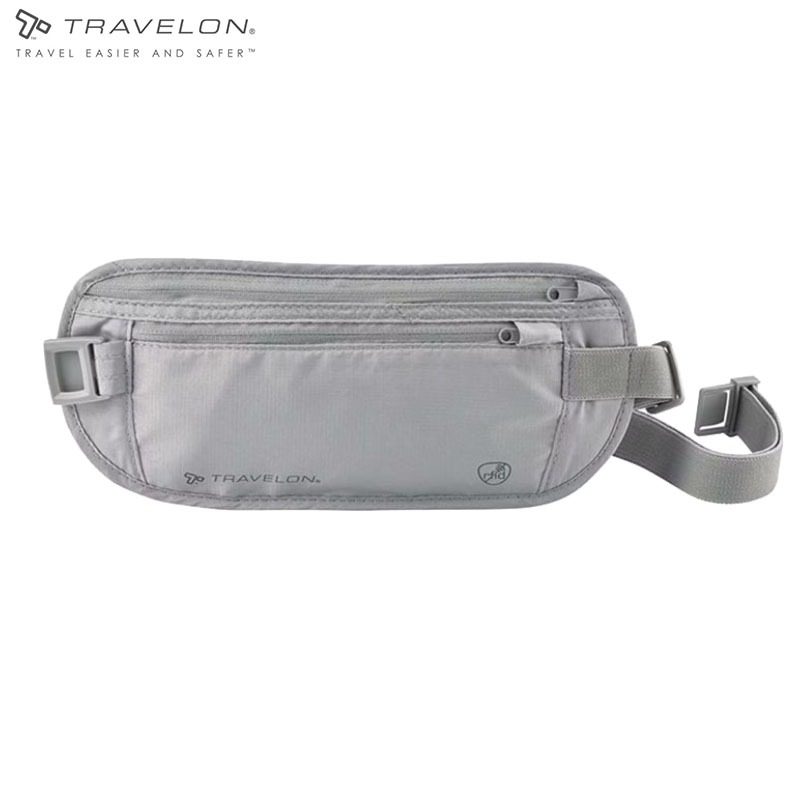 【TRAVELON 美國】RFID BLOCKING 貼身腰包 灰 TL-12997 出國旅遊/貼身防盜包/隱形腰包