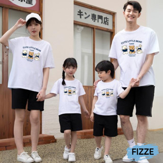 親子裝短袖 家庭裝 純棉大尺碼 夏季純棉上衣親子出遊度假韓版寬鬆運動 撞色t 四色 XGT短袖 倒立小熊【FIZZE】