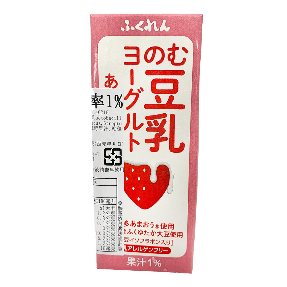 FUKUREN 乳酸菌豆乳優格飲-草莓味 200ml【Donki日本唐吉訶德】