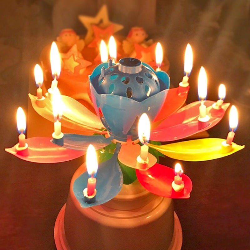 《U貝》唱歌給你聽🎵《開花旋轉蓮花音樂蠟燭》唱歌生日蠟燭 慶生派對 生日佈置 創意蠟燭 蛋糕裝飾🍬音樂旋轉蠟燭EA6