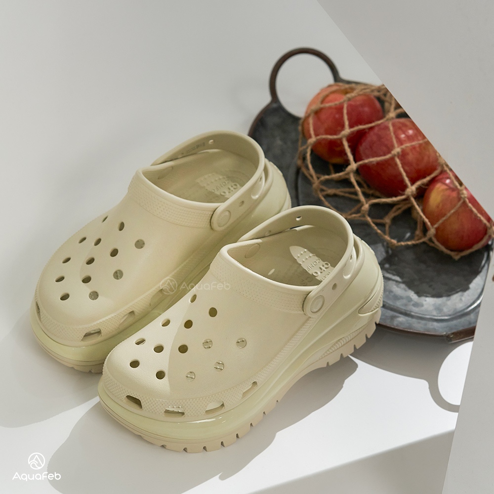 Crocs Mega Crush Clog 男女鞋 骨白色 經典光輪 厚底 洞洞鞋 涼拖鞋 2079882Y2