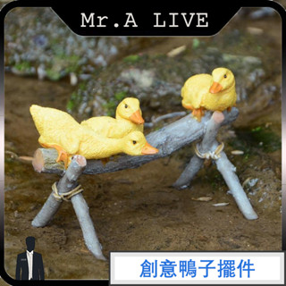 🔥【Mr.A Live】🔥創意鴨子擺件 樹脂模擬動物 微景觀 園藝裝飾 樹脂工藝品 魚缸造景擺件 花園擺設 鴨子模型擺件