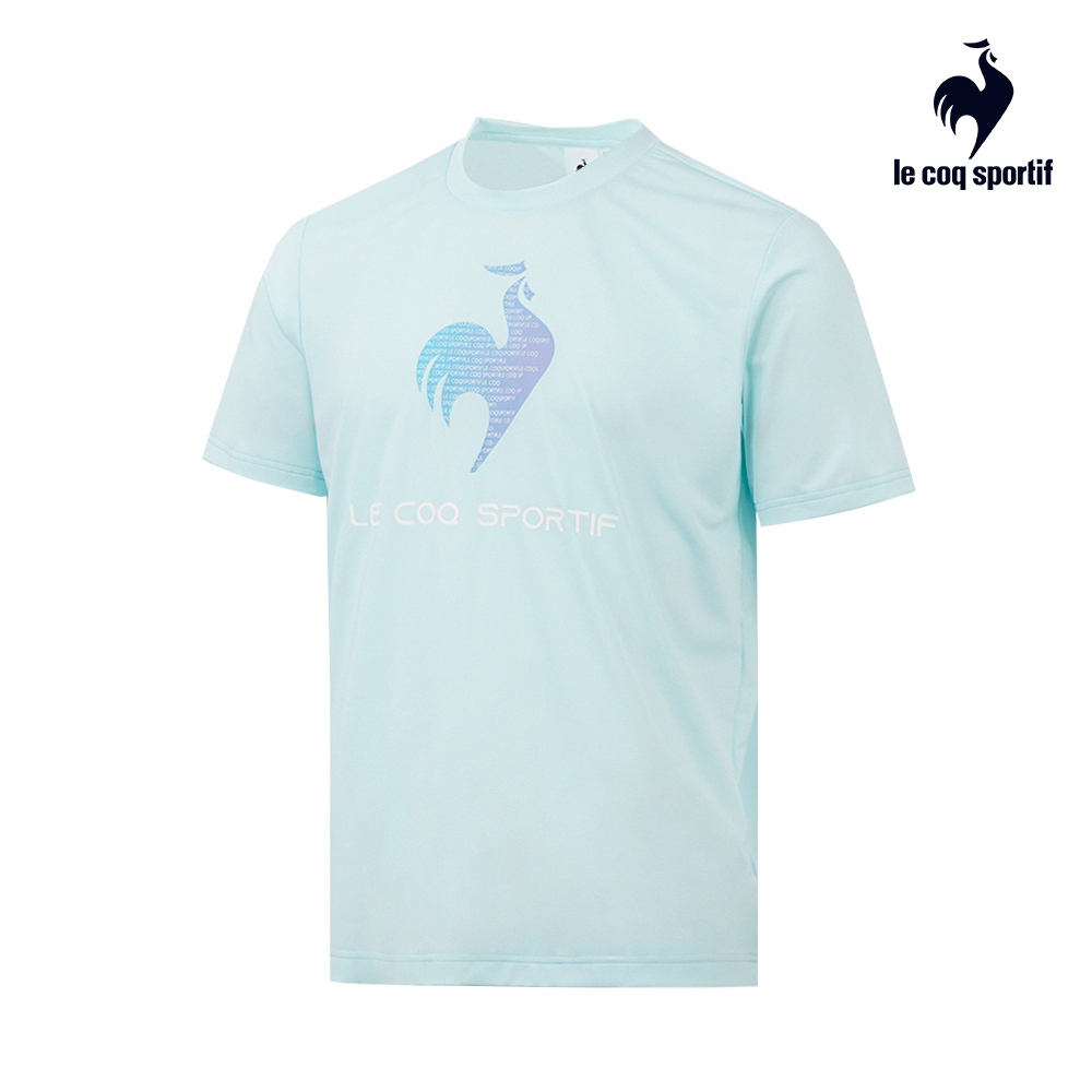 【LE COQ SPORTIF 法國公雞】運動基礎短袖T恤-男女款-淡藍綠色-LWT23501