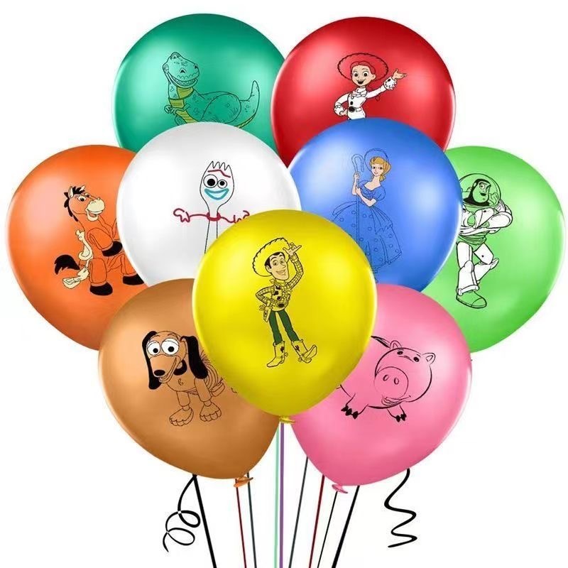 【新品】12寸玩具總動員加厚氣球巴斯光年草莓熊氣球兒童生日房間布置防爆