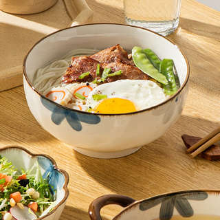 ❤川島❤ 日式陶瓷碗 和風米飯碗 湯碗 6英寸碗 大容量面碗 碗公 碗盤 大碗 泡麵碗 圓碗 直口碗 高腳碗 可微波