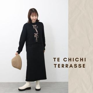 🐈 快來帶走我的二手衣 日本正品 Te chichi TERRASSE 撞色雙綁帶 + 背心針織洋裝set 日牌古著