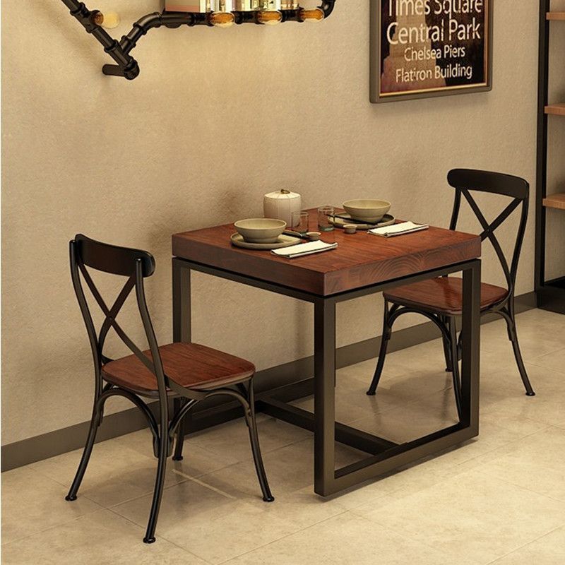 實木方桌 奶茶店桌椅 網紅餐桌椅組合 家用工業風簡易桌子 陽臺小方桌
