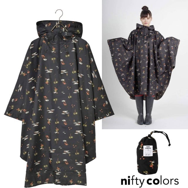 【日本 Nifty Colors】輕量斗篷雨衣 L 連帽連身披風 防水背包套 雨罩 登山露營天幕帳_NC-01