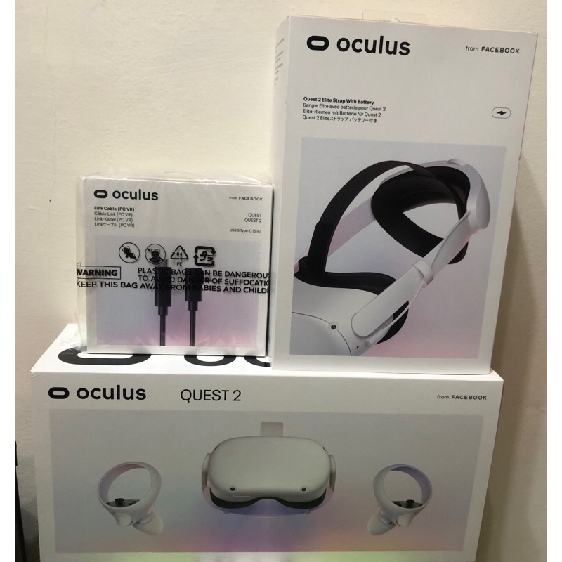 出售 oculus quest 2 VR 256G+Elite含電池頭戴+Type-C(5m)傳輸線