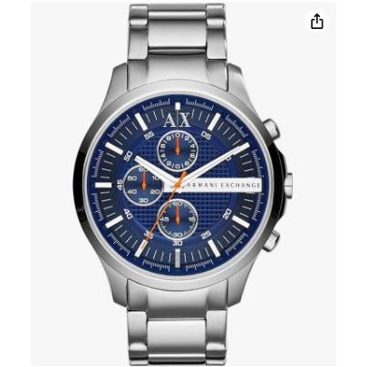 A|X Armani Exchange AX2155 三眼 不鏽鋼 水晶鏡面 46mm 藍錶盤 AX 三環 腕錶 手錶