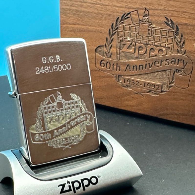 Zippo 【現貨全新品】打火機純銀1992年大斜底 60週年GGB限量5000台