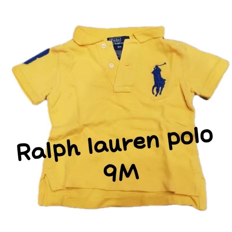 9M二手ralph Lauren Polo 大馬黃色男寶polo衫 上衣