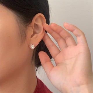 現貨 耳釘 耳環 s925純銀耳釘 珍珠耳釘 蝴蝶結珍珠耳釘 韓版簡約氣質百搭耳飾 素銀色 18k金色