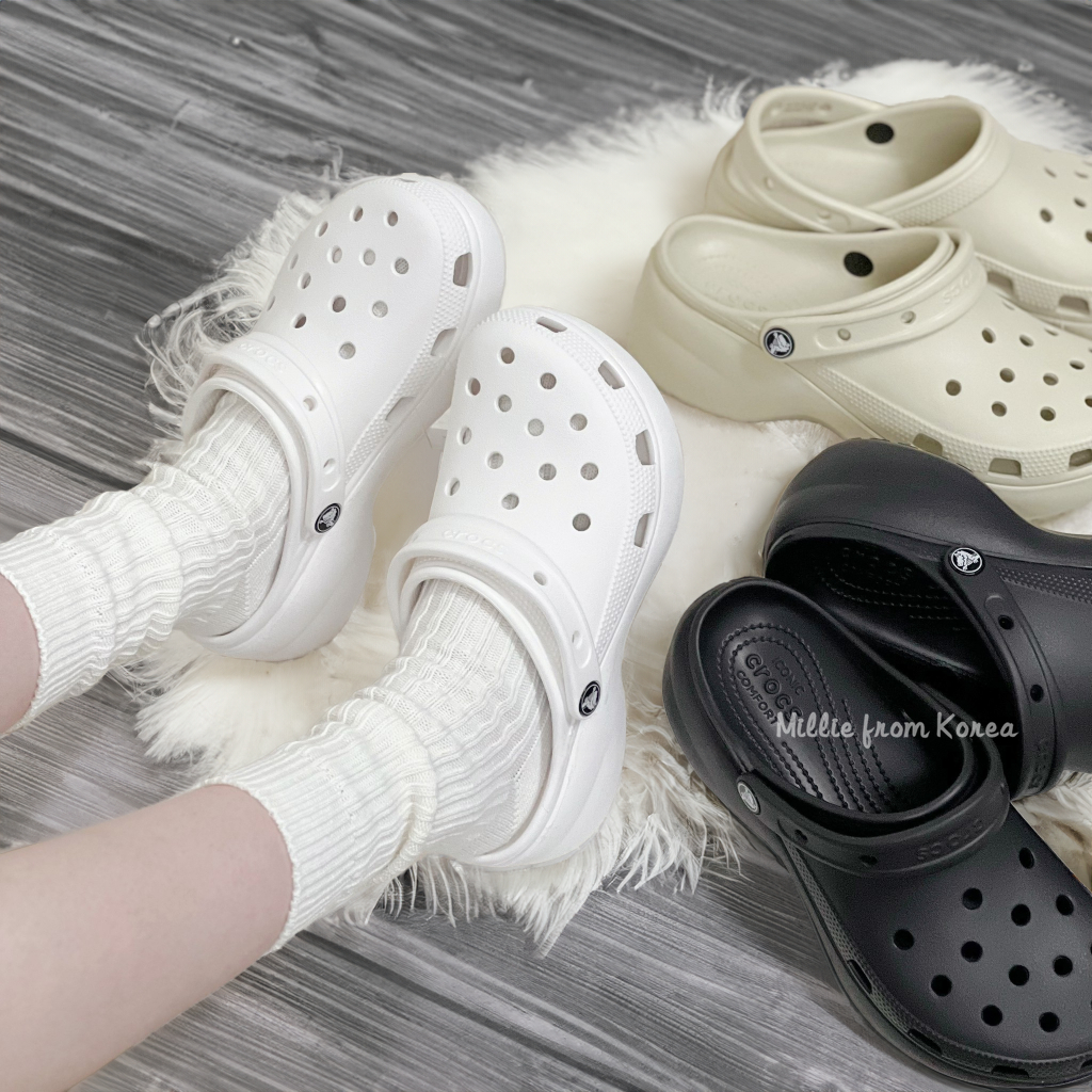 【米莉】折扣館 Crocs Platform Clogs 雲朵鞋 增高 厚底 防水 洞洞鞋 白 奶茶 全白 女款