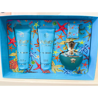 (禮盒)Versace 凡賽斯狄倫淡藍女性淡香水100ml+5ml+身體乳/沐浴乳100ml禮盒