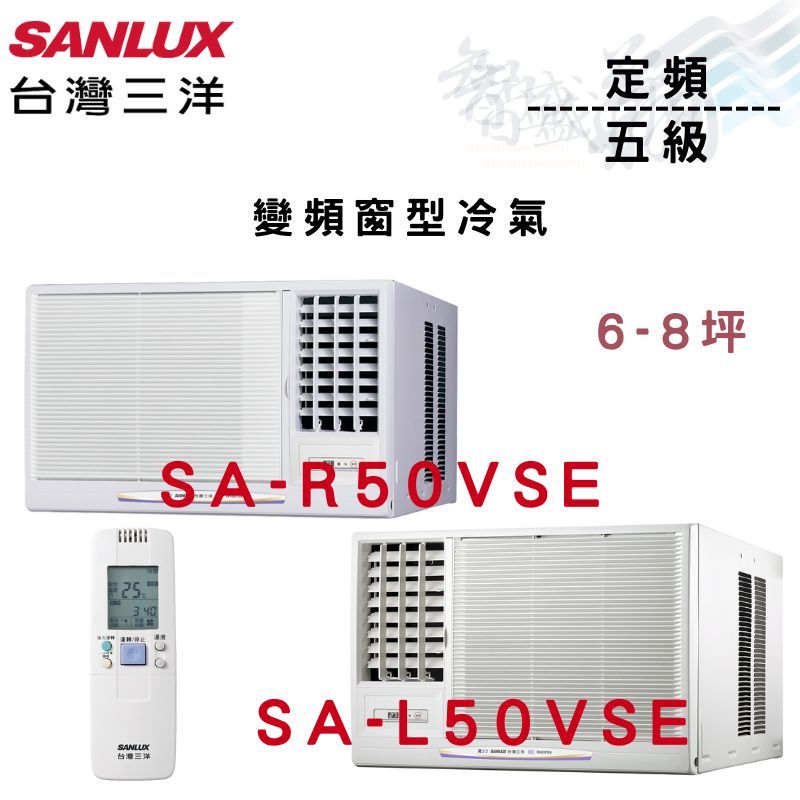 SANLUX三洋 R410A 變頻 一級 窗型 冷氣 SA-L50VSE/SA-R50VSE 含基本安裝 智盛翔冷氣家電
