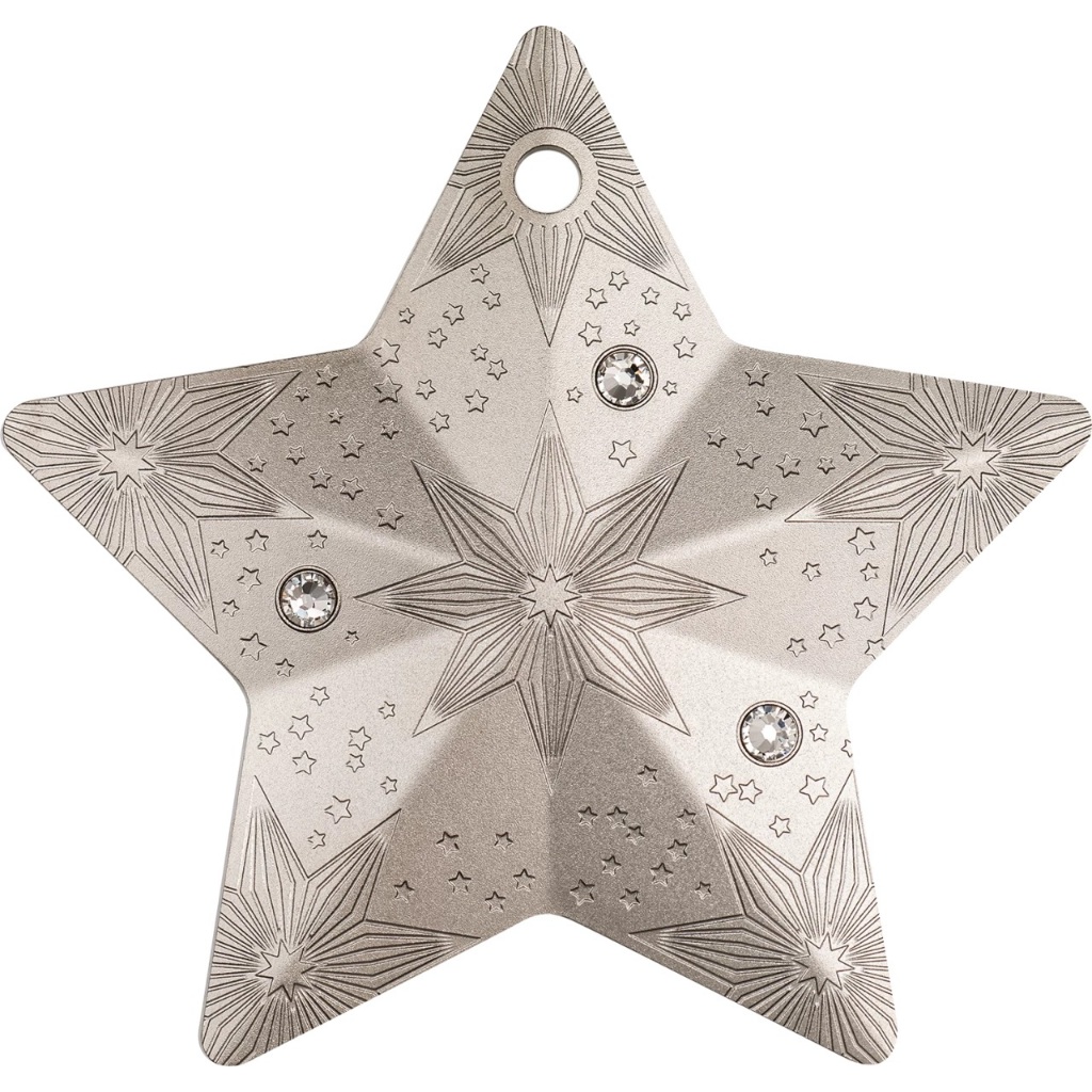 預購(價格6800) - 2024庫克群島-節日裝飾品-星星(星空)-造型-1盎司銀幣