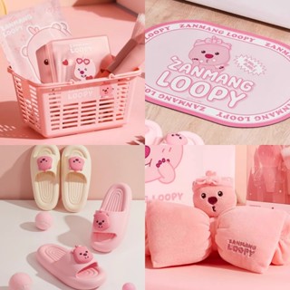 MINISO 名創優品 ZANMANG LOOPY 正版聯名款 洗臉髮帶 收納籃子 地墊 拖鞋 小海狸