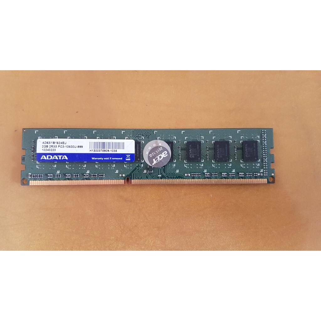 【桌機記憶體】ADATA 威剛 DDR3 2G『2RX8 PC3-10600s-999』二手拆機良品