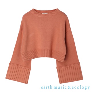 earth music&ecology 寬袖短版剪裁圓領針織衫(1N27L2C0400)