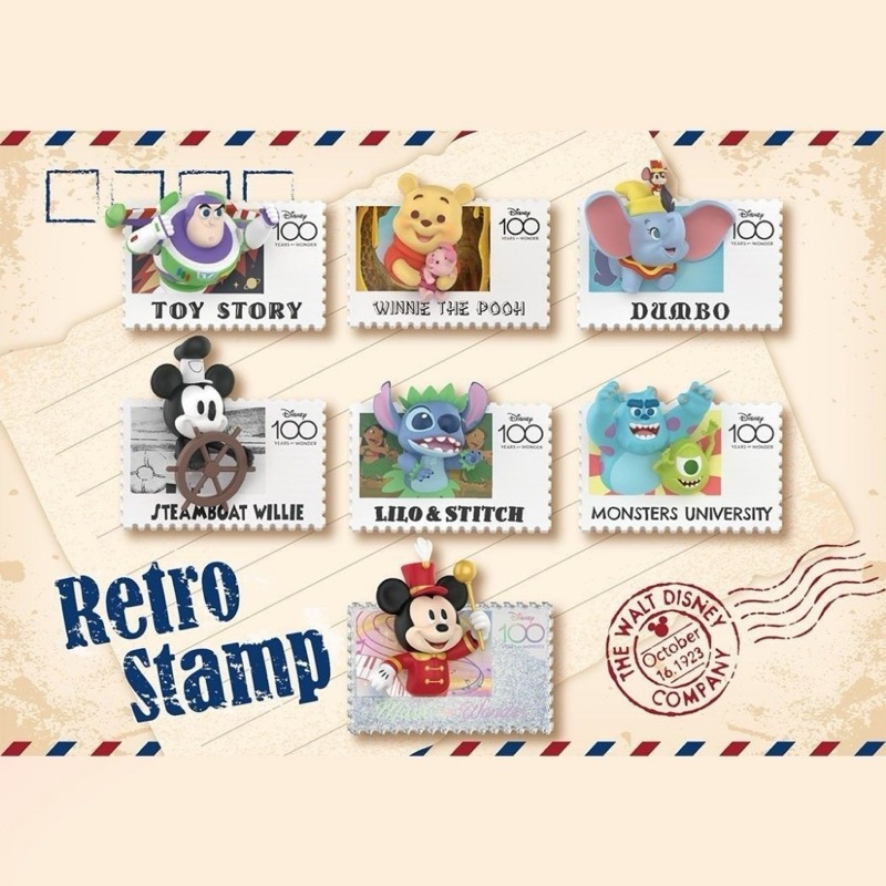 拆盒未拆袋 名創優品 迪士尼100周年復古郵票盲盒