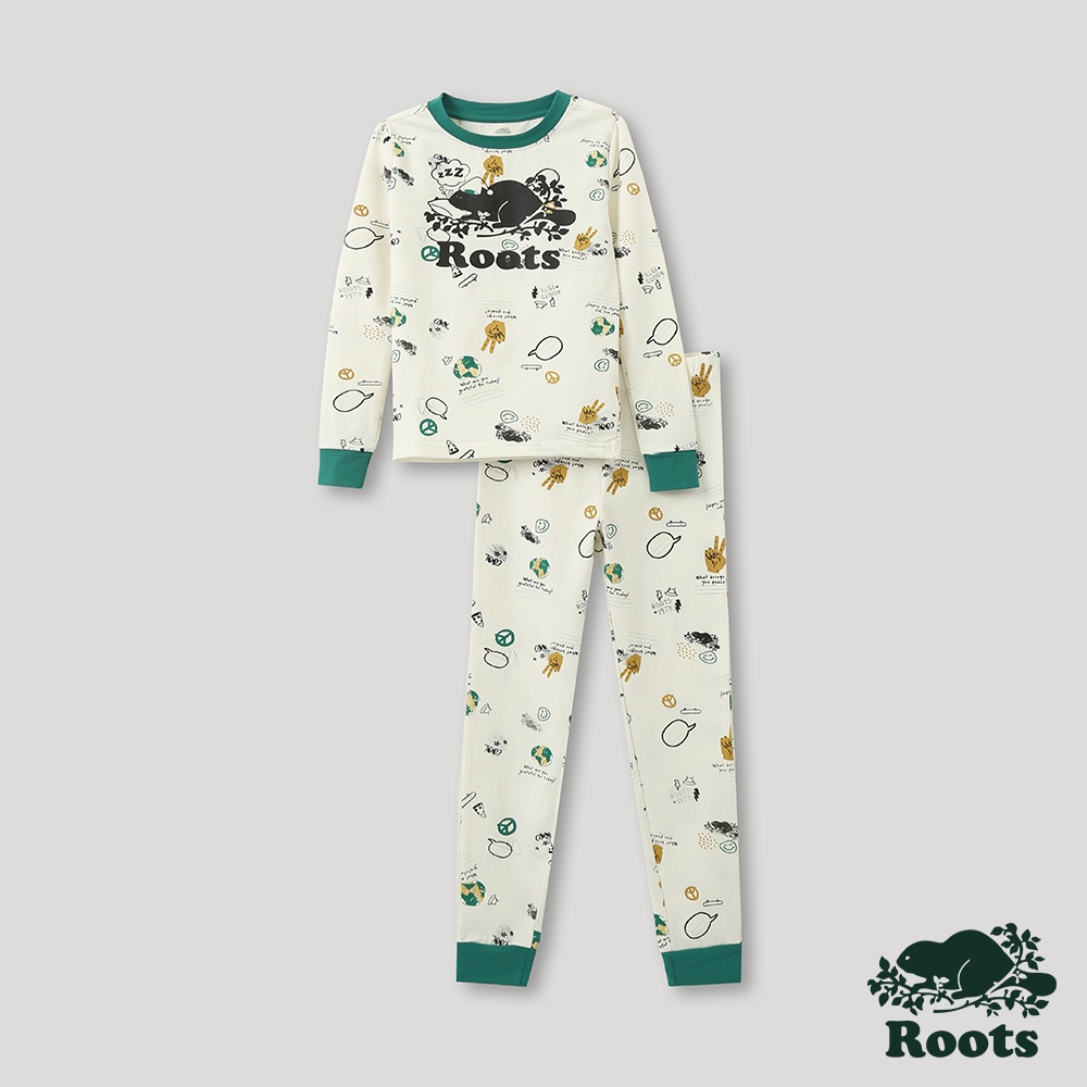 【Roots】大童-舒適居家系列 塗鴉彩繪睡衣組