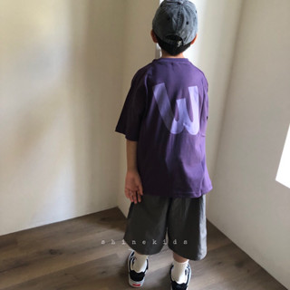 120cm/現貨.童裝實拍/韓國韓版童裝/韓國質感紫拼接短袖上衣 純棉上衣 T恤 兒童上衣 男童 中大童