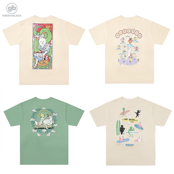 RIPNDIP 4款 衝浪/八岐大蛇/ 香菇花/ 天堂島 中指猫 短袖  T恤 男女 情侶款 賤貓