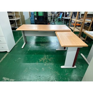 吉田二手傢俱❤6尺L型木紋辦公桌 主管桌 電腦桌 書桌 工作桌 抽屜桌
