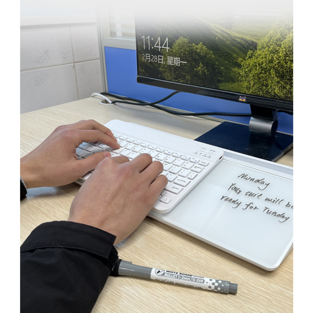 【質感超好】鋼化玻璃白板可收納手托 鍵盤手托 白板 平板支架 桌面收納 鍵盤墊 手托鍵盤 白板手托 筆支架 寫字板