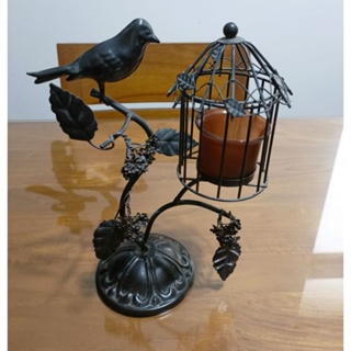 ZAKKA 鄉村風鐵製黑色雕花鳥籠燭台擺飾（展示品；附贈香氛爉燭×3顆）
